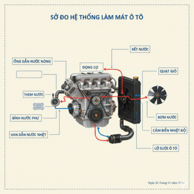 Sơ đồ hệ thống làm mát ô tô