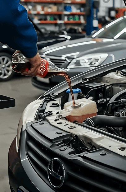 Đổ Coca-Cola vào két nước ô tô